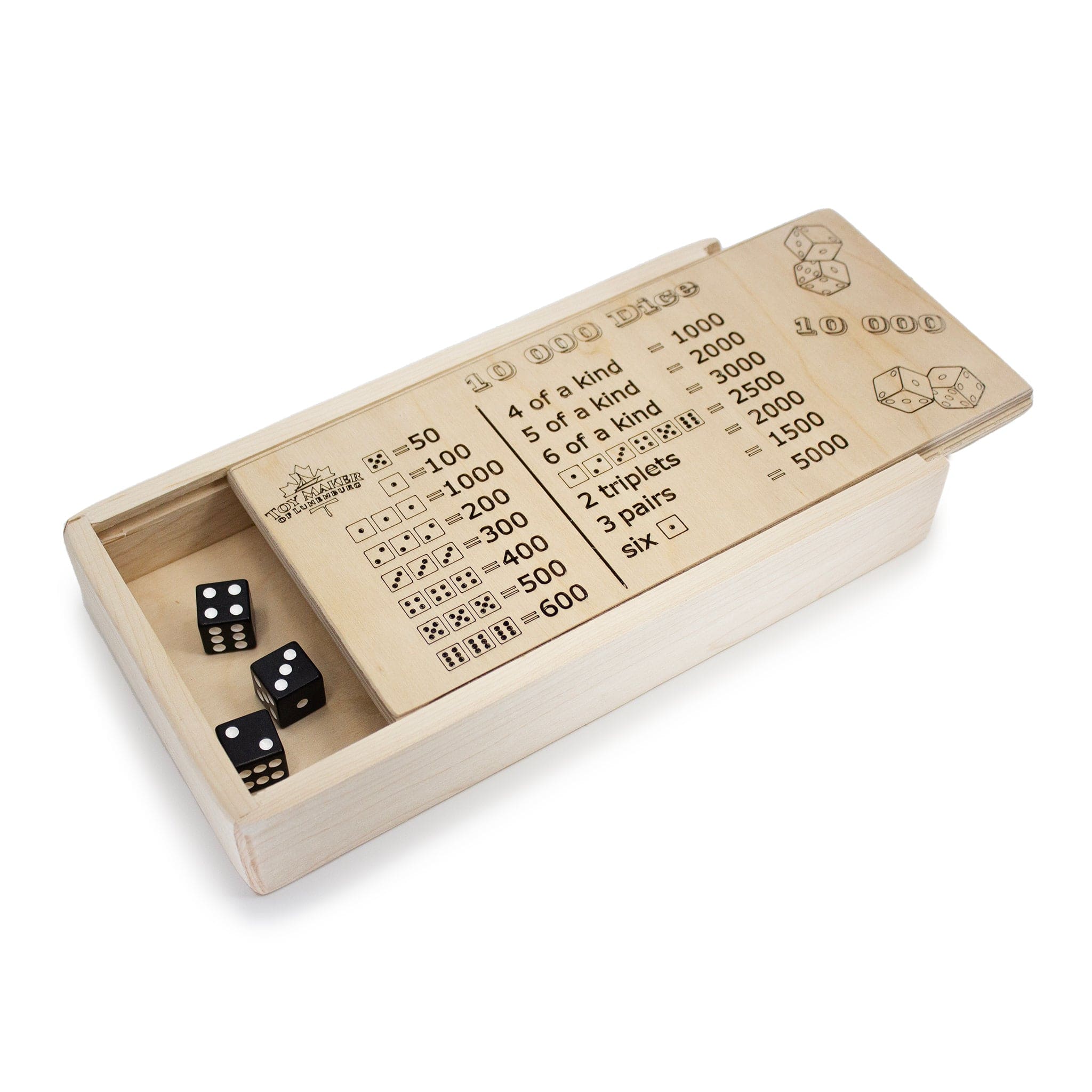 Toy Maker of Lunenburg Game 10,000 Dice Game with Tray Box