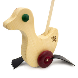 Toy Maker of Lunenburg Push Toy Duck with Flapping Feet Wooden Push Toy