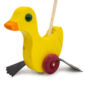 Toy Maker of Lunenburg Push Toy Duck with Flapping Feet Wooden Push Toy