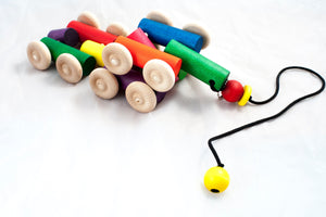 Wooden hand made pull toy 