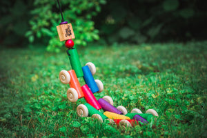 Wooden hand made pull toy 