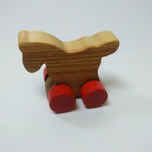Wooden horse with wheels