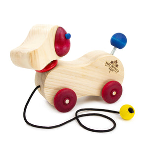 Toy Maker of Lunenburg Push/Pull Toy Natural Wooden Dog Pull Toy