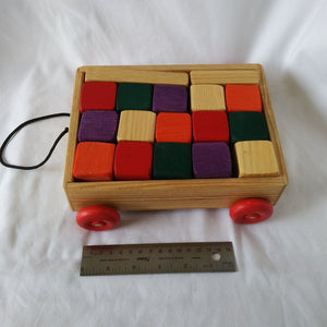 Pull along wagon with blocks