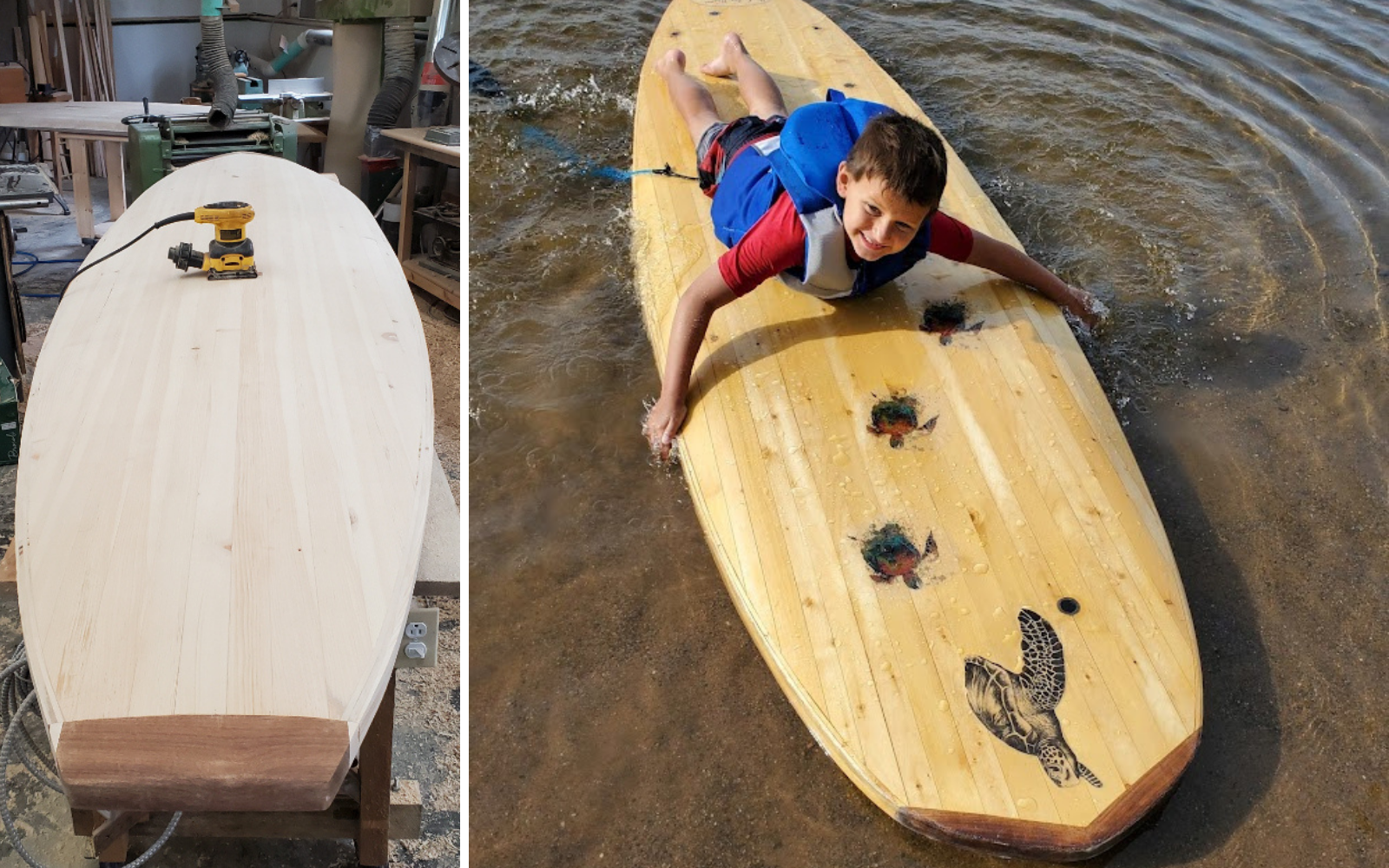 Custom made wooden paddleboard
