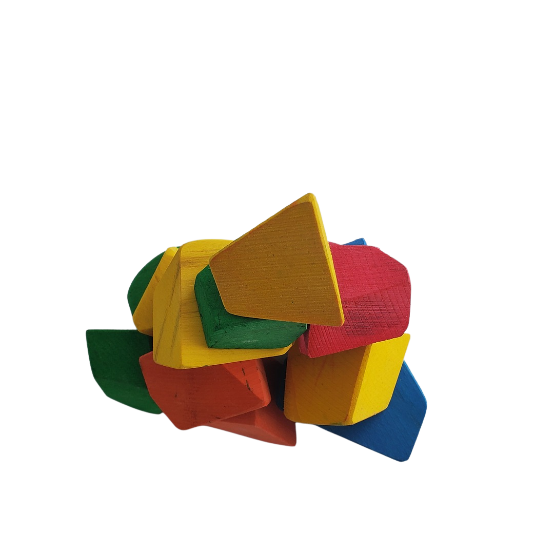 Colorful geometric shapes on a white background