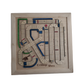 Wooden cribbage board with pegs on a white background