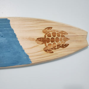 Engraved Wooden Surfboard Wall Decor – Turtle Design