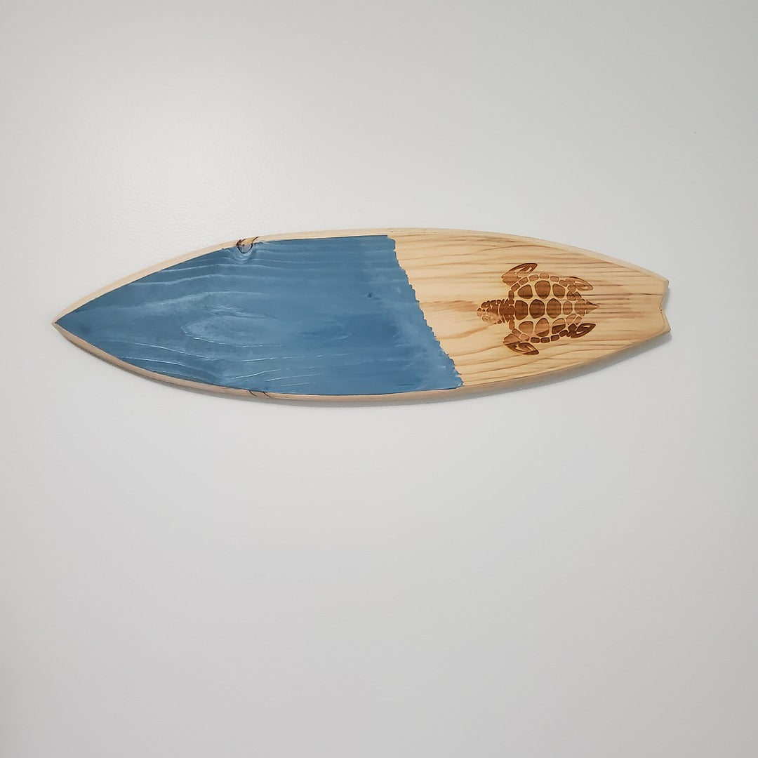 Engraved Wooden Surfboard Wall Decor – Turtle Design