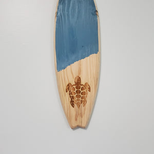 Engraved Wooden Surfboard Wall Decor – Turtle Design