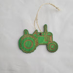 Green and brown decorative key-shaped ornament on a white background 6
