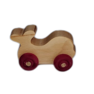 Wooden whale with wheels