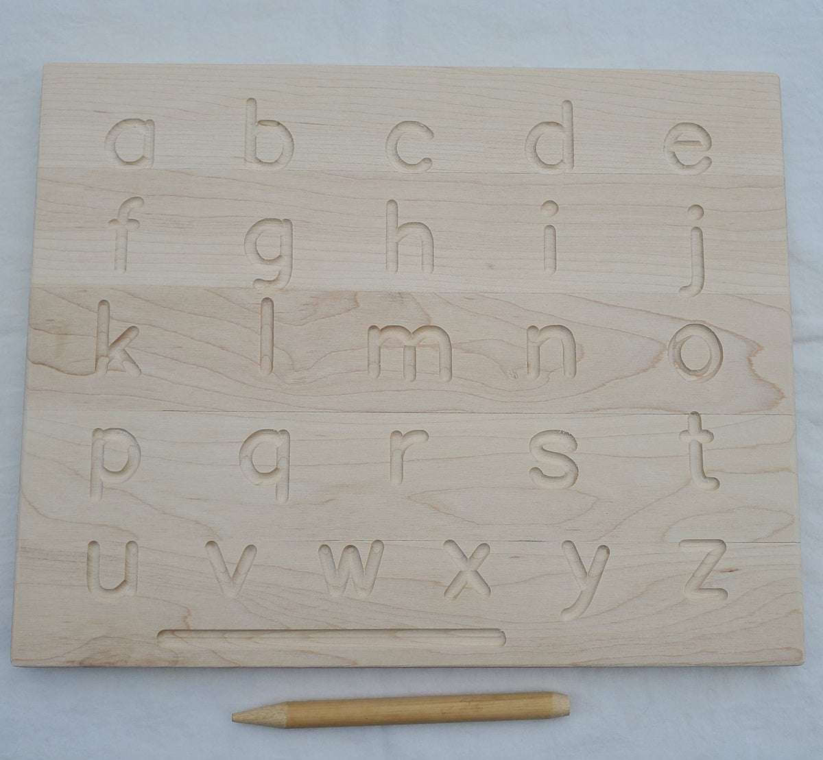 Wooden Alphabet Tracing Board for writing skills - Toy Maker of Lunenburg