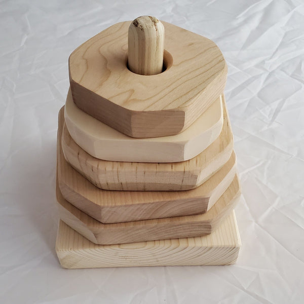 Natural wood store stacking toy