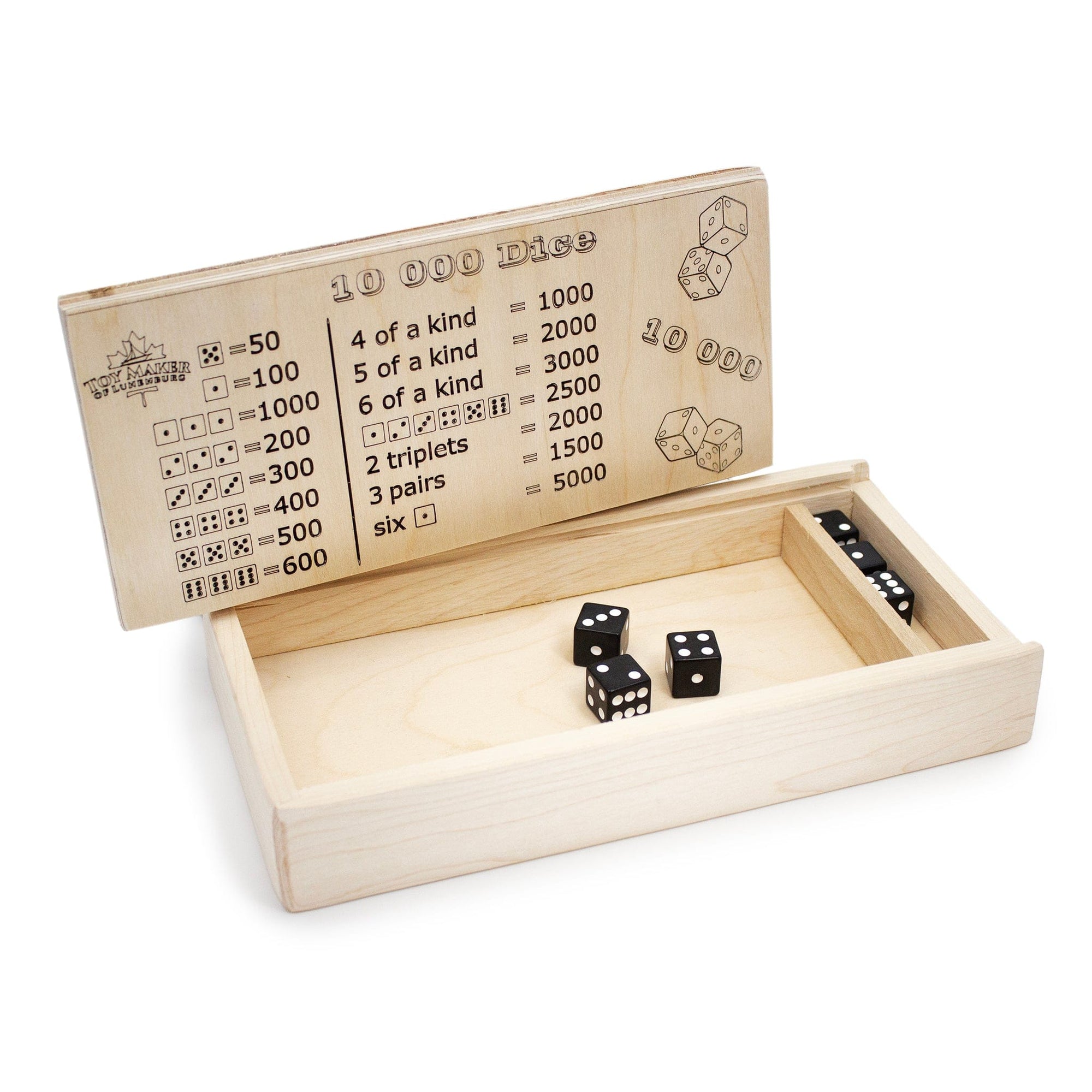 Toy Maker of Lunenburg Game 10,000 Dice Game with Tray Box