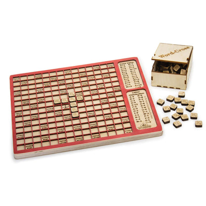 Toy Maker of Lunenburg Game Red Word-Cross Game with Letter Tiles Made from Plywood