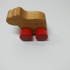 Wooden bear with wheels