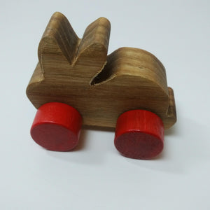 Wooden bunny with wheels