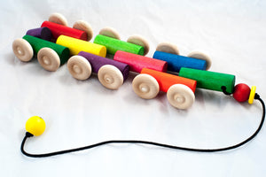 Wooden hand made pull toy 