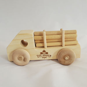 Toy Maker of Lunenburg Push/Pull Toy Handcrafted Wooden Truck with Logs