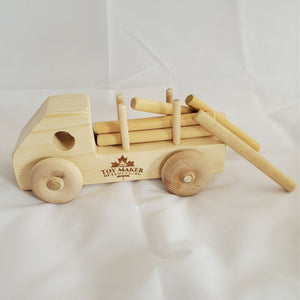 Toy Maker of Lunenburg Push/Pull Toy Handcrafted Wooden Truck with Logs