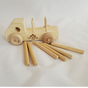 Toy Maker of Lunenburg Push/Pull Toy Handcrafted Wooden Truck with Logs