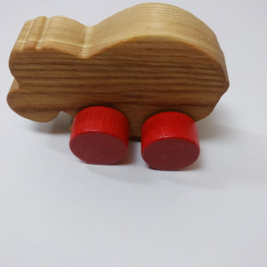 Wooden hippo with wheels