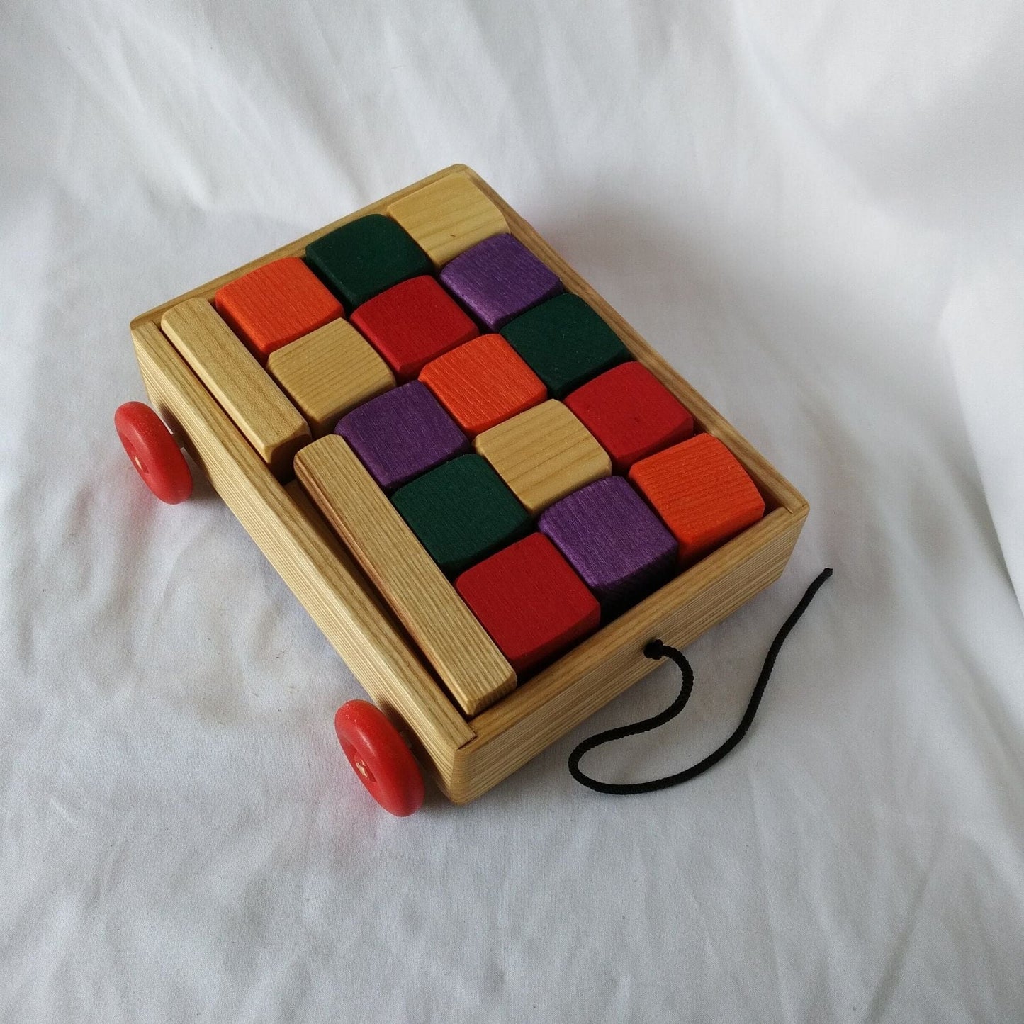 Pull along wagon with blocks