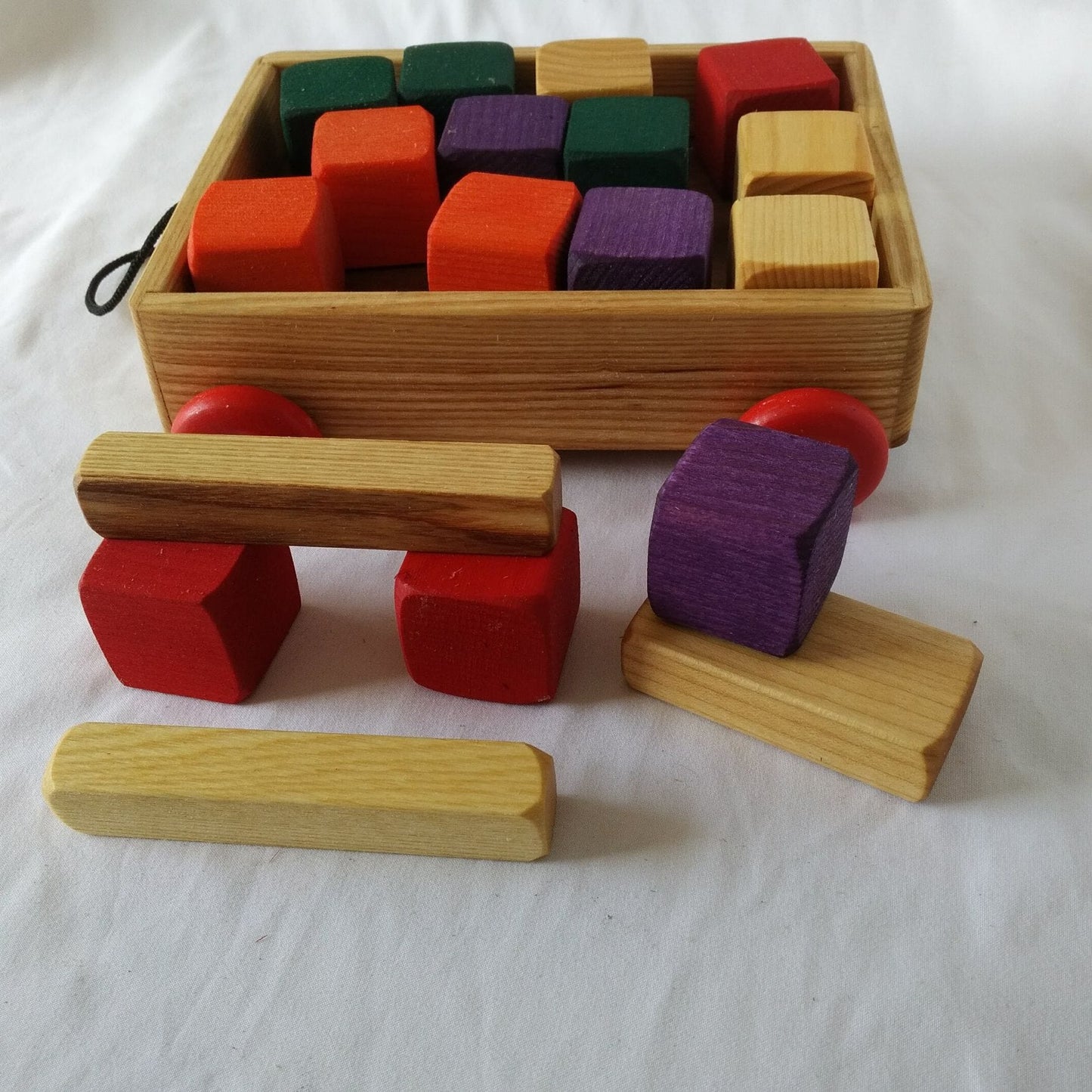 Pull along wagon with blocks