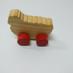 Wooden sheep with wheels