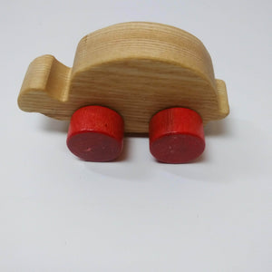 Wooden turtle with wheels