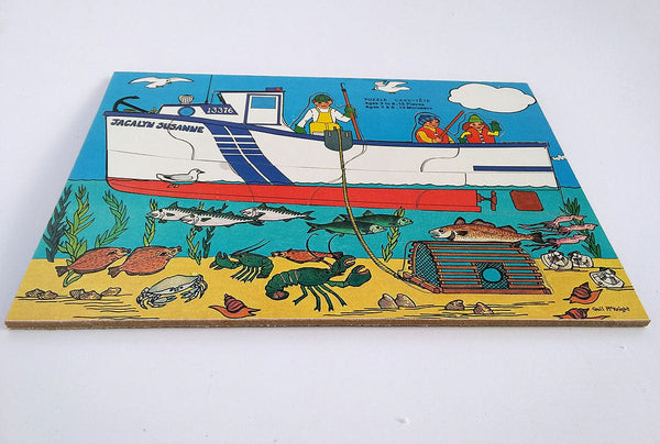 Lobster Fishing Boat Wooden Jigsaw Puzzle - Toy Maker of Lunenburg